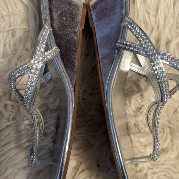 Sparkling Rhinestone Silver Wedge Sandals - Picture 4 of 4